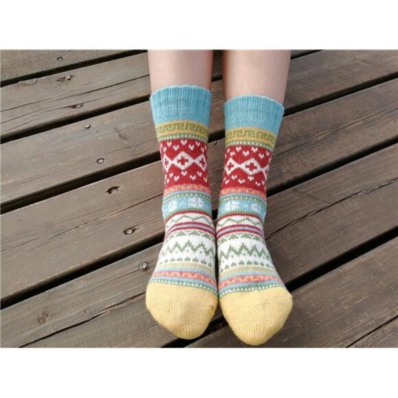 YZKKE 5Pack Womens Vintage Winter Soft Warm Thick Cold Knit Wool Crew Socks, - Picture 6 of 7